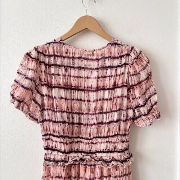 Ulla Johnson Elodie Blush Tie Dye Ruffled Silk Midi Dress - Picture 11 of 12